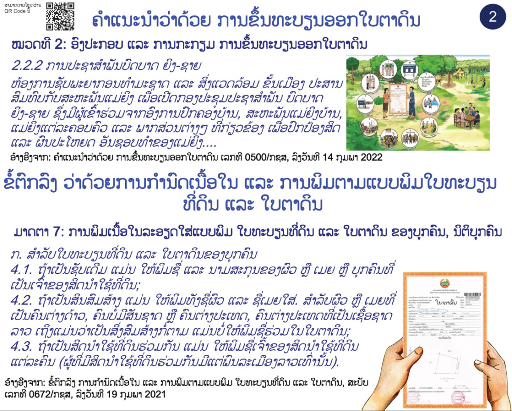 Cover image for ຄຳແນະນຳວ່າດ້ວຍ ການຂຶ້ນທະບຽນອອກໃບຕາດິນ